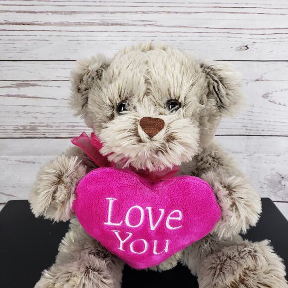 Inter American Gray Teddy Bear Holding Love Heart Plush - Picture 3 of 10